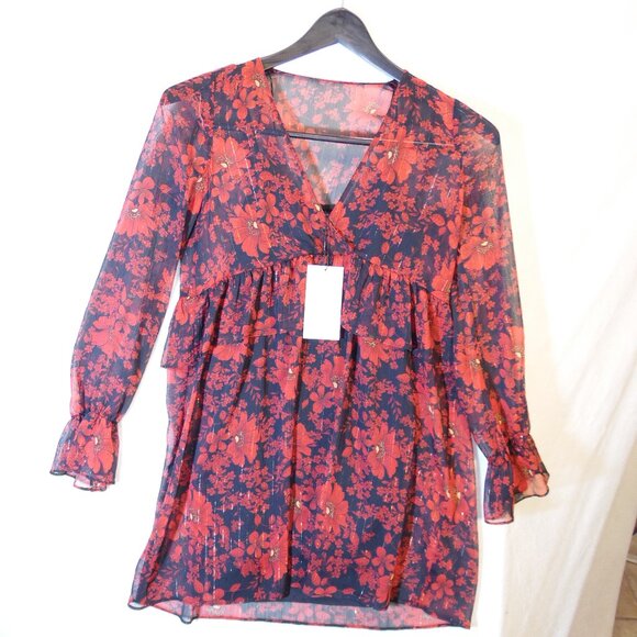 Zara Dresses & Skirts - Zara‎ Dress Womens Small Red Floral layered Mini NWT
